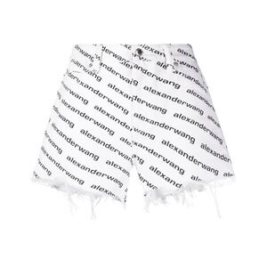 Alexander Wang White Denim Print Shorts